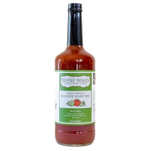 Diane Mina - Dirty Diane’s Spicy Bloody Mary Mixer | Authentic Ingredients & Premium Italian San Marzano Tomatoes | Jalapeño Heat | Naturally Low in Sodium, No Sugar Added, Ready to Drink (32 fl oz)