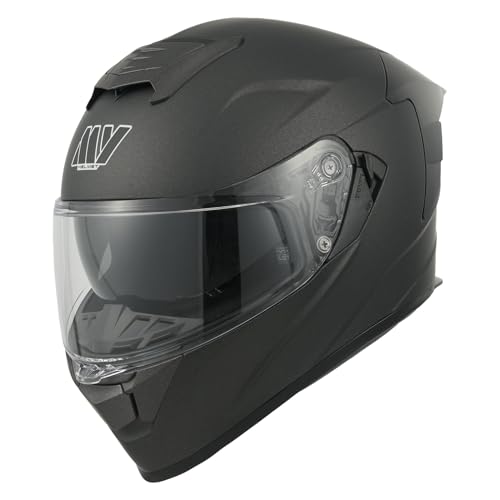 MY Motorrad Integralhelm Vollvisierhelm Mopedhelm mit Sonnenblende für Damen Herren,ECE 22.06 Genehmigung,Modell MY-936 (Matt Titanium, XXL)