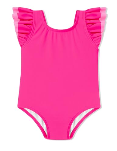 Image of oklady Toddler Swimsuit Girls One Piece Ruffled Girls Bathing Suit Bow Strap Swimwear Size 12M-4T
