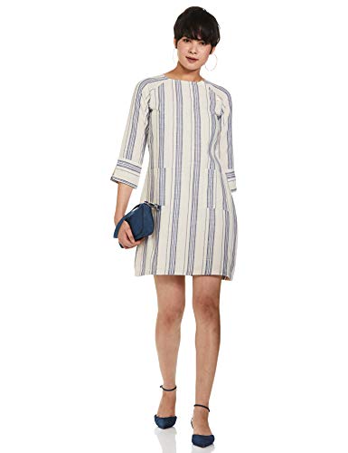 Image of AND Womens A Line Fit Round Neck Stripe Shift Dress