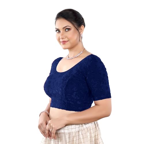 Image of Stay On Trend: Fashion Readymade Blouses for Women,Round Neckline Terry Jacquard Fabric.