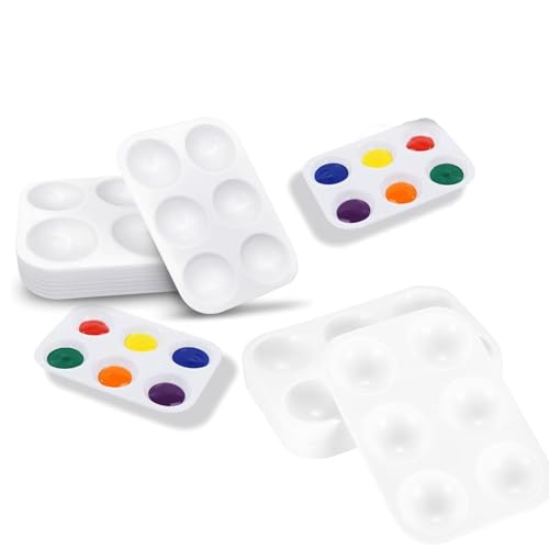 20Pcs White Art Paint Tray Palette - Rectangular, 6 Wells Paint Tray for Kids, Adult, Student, Artist Craft, Painting Party, DIY Craft