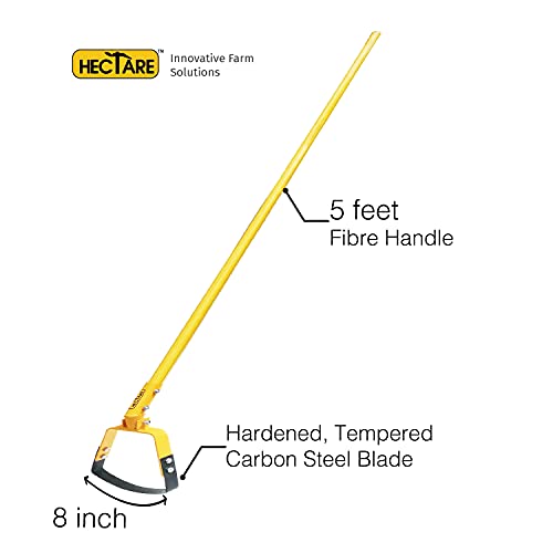 Image of HECTARE Agriculture Hand Weeder - 5 Foot Pole, 8 inch Blade for Efficient Weed Control - Manual Weed Remover Tool, Self-Sharpening Steel, Ideal for Small Weeds