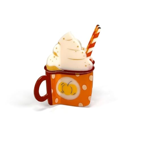 Pumpkin Spice Latte Hair Claw Clip for Women Fall Coffee Cup Hair Accessory Strong Hold Autumn Hair Clip for Thick & Thin Hair Cute Seasonal Gift for Pumpkin Patch & Fall Festivals