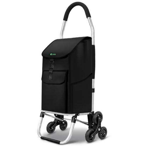 VOUNOT® Aluminium Einkaufstrolley Treppensteiger, Trolly Einkaufswagen Klappbar, Hackenporsche mit...