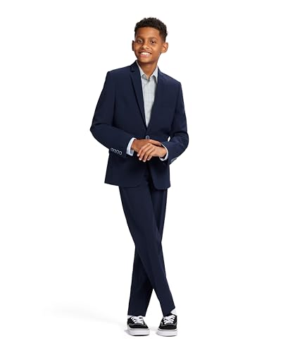Image of Calvin Klein Boys Flat-Front Bi-Stretch Dress Pant, Straight Leg Fit, Belt Loops & Front Pockets