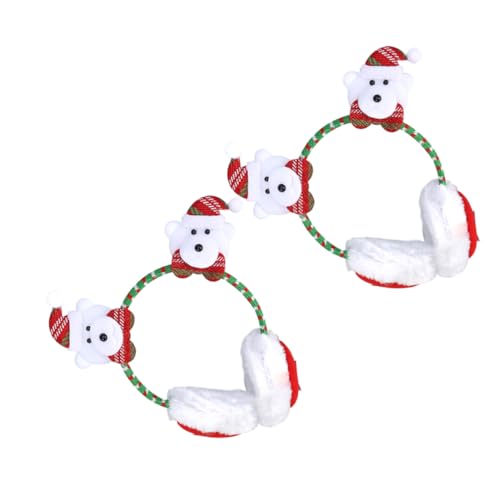 MERRYHAPY Christmas Warm Earmuffs 2pcs Plush Ear Covers for Kids Adults Winter Ear Muffs Hair Hoops