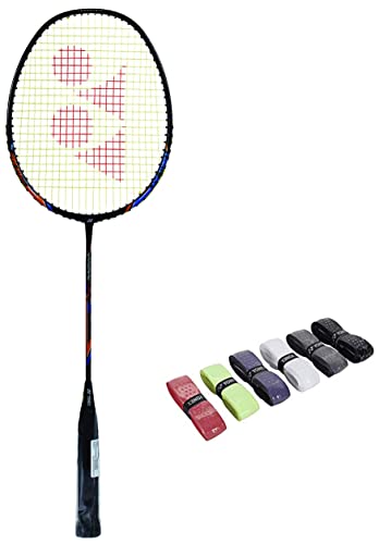 Image of Yonex Nanoray Light 18i Graphite Badminton Racquet with Free Full Cover (77 Grams, 30 lbs Tension) & Polyurethane Aerocush 9900 Badminton Grip Pack of 4 (Assorted Colour)