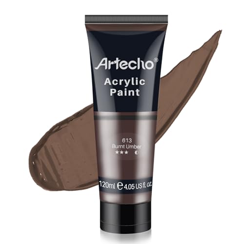 Image of Artecho Acrylic Paint, Burnt Umber Paint (120ml / 4.05oz) Tubes, Art Craft Paints for Canvas, Rock, Stone, Wood, Fabric, Art Supplies