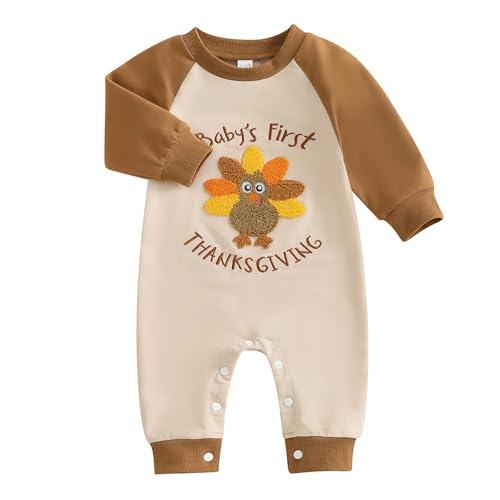 Dinde brodée sur combinaison bébé garçon Thanksgiving