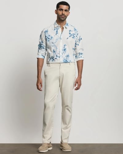 Image of MUFTI Off White Floral Slim Fit Shirt