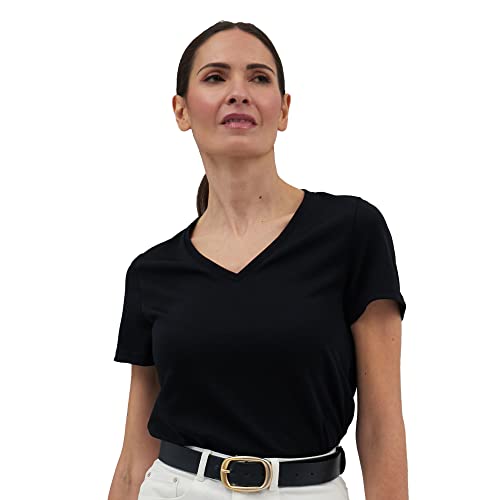 Sepiia Camiseta para Mujer sin Plancha, Antiarrugas, repele Las Manchas, sin Manchas de Sudor, antiolor, Transpirable, Camiseta Escote Pico de Manga Corta