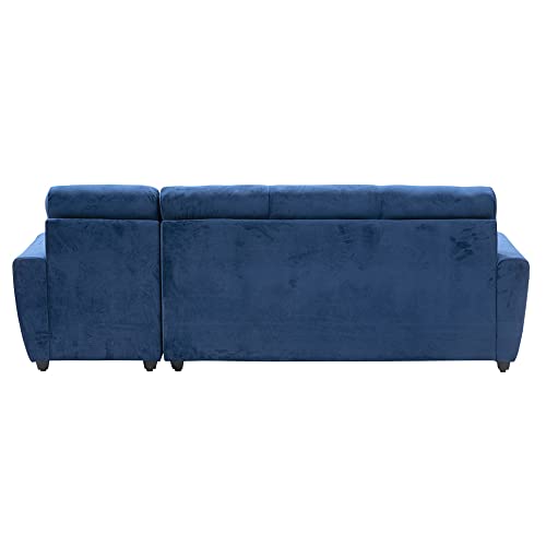 Image of Wakefit Sofa Set | 3 Year Warranty | Sofa 3 Seater, 3 Seater Sofa for Living Room, Wooden Sofa Set, 3 Seater + Right Aligned, Sofa for Living Room - Belize(Fabric-Velvet : Blue)