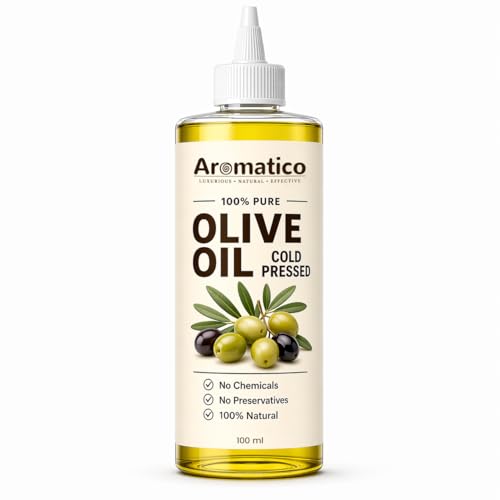 Image of Aromatico Olive Oil Extra Virgin 100% Pure Cold Pressed Oil for Hair, Skin & Body Deep Nourishment | Rich in Antioxidants | Multipurpose Natural Oil - 100ml