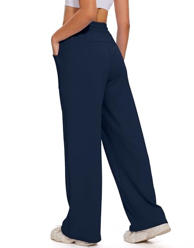 M MOTEEPI Womens Fleece Wide Leg Sweatpants Baggy High Waisted Winter Sweats Pants Straight Legs Athletic Pants with Pockets3