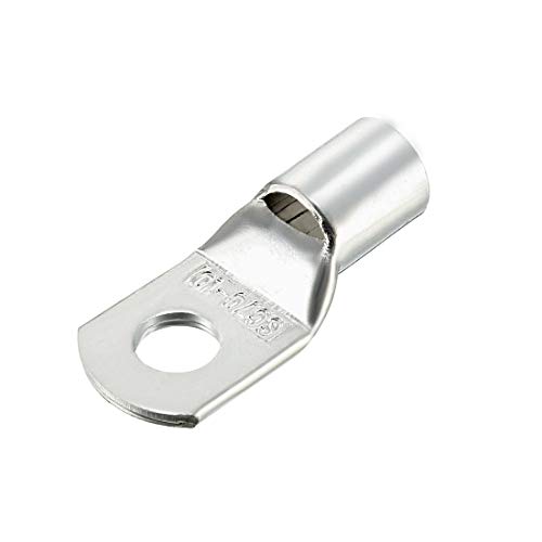 sourcing map Copper Wire Lugs,1/0AWG SC70-10,Bolt Hole,Battery Cable Ends Eyelets Crimp Tubular Ring Terminals Connectors Silver Tone 5Pcs