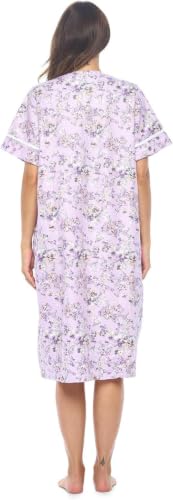 Image of Casual Nights Women's Snap - Front House Dress Short Sleeve Woven Housecoat Duster Lounger Robe with Pockets