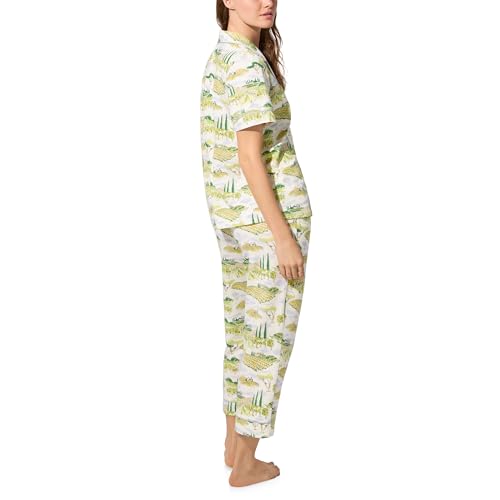 Image of Bed Head PJs Womens Matching Pajamas - Soft Organic Cotton Button Down PJ Shirt & Cropped Pants Set - Loungewear & Sleepwear