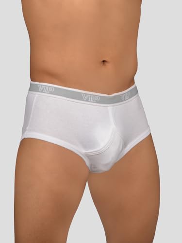 Image of VIP Signor Men's Super Combed Cotton Rib Solid White Briefs with Ultra Soft Waistband