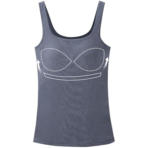 ANYFITTING Women Ribbed Tank Top with Padded Bra Cup Summer Sleevless Square Neck Casual Slim Fitted Basic Knit Shirt for Summer Morandi Blue M Cover