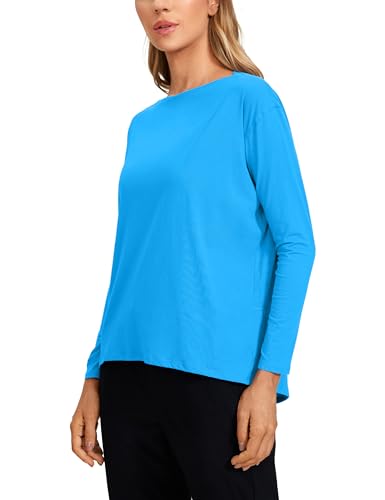 Image of CRZ YOGA Long Sleeve Workout Shirts for Women Loose Fit-Pima Cotton Yoga Shirts Casual Fall Tops Shirts