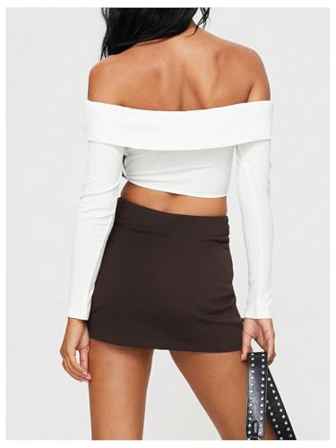 WDIRARA Women's Split Hem Bodycon Mini Skirt Y2k Stretchy Clubwear Skirts2