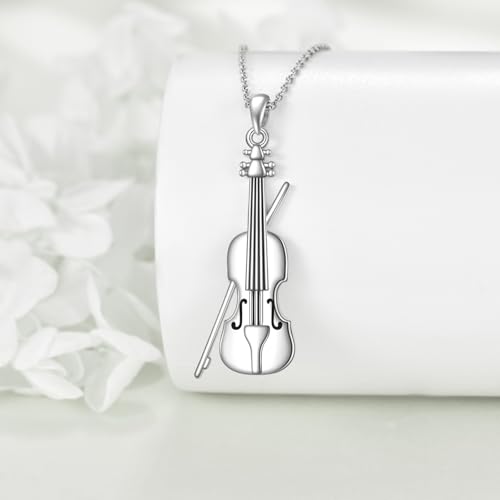 YAFEINI 925 Sterling Silver Cello Violin Drums Flute Pendant Necklace Music Jewelry Gifts for Women Men Musician2