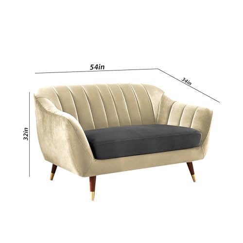 Image of Casaliving Anyse 2 Seater Sofa Set for Living Room (Cream Black Colour Fabric) Premium Fabric Sofa