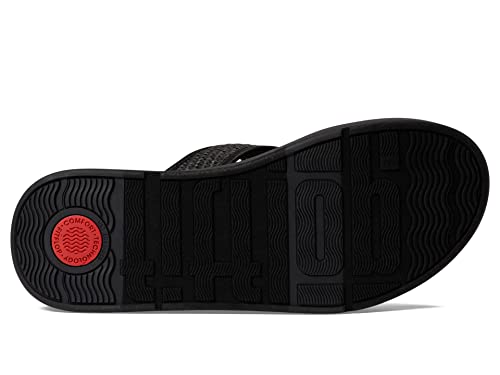 Fitflop F-Mode Woven-Raffia Flatform Toe Post Sandals All Black 8 M (B) #TOP2