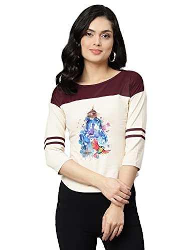 Image of OM SAI LATEST CREATION Women's New 3D Printed Lycra 3 /4 Sleeve Regular Fit Office wear,Casual wear Western Top