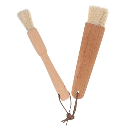 BESTonZON 2pcs Bbq Sauce Basting Brush Wooden Handle Bristle for Grilling Baking and Barbecue for Outdoor Cooking Camping and Home Use