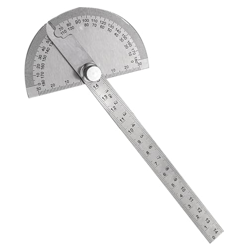 Stainless Steel Protractor 0-180 Degrees, Woodworking Ruler Angle Finder, Metal Adjustable General Angle Measuring Tool(Size:0-180 Degrees)
