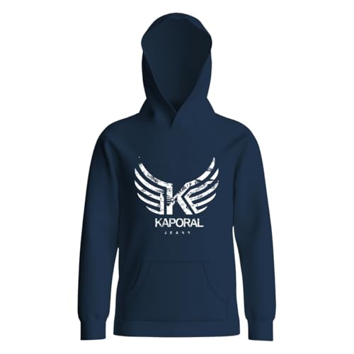 Kaporal, Sweat Non Zippé, pour Garcon, 60% Coton - 40% Polyester, Coupe Regular, Col Capuche, Couleur Navy, Taille 14A