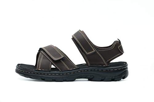 MGGMOKAY Men's Athletic Sandals Leather Outdoor Sandals Open Toe Hiking Sandals with Adjust Strap4