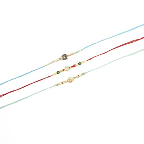 Image of Traditional Handmade Rakhi For Brothers | Designer Pearl, & Beaded Wrist Bands For Bhai| Thread Rakhi For Siblings | Elegant Handcrafted Bracelet For Raksha Bandhan