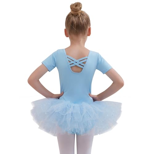 Tancefair Ragazza Vestito da Balletto Body Danza Tutu Bambina Scintillante Danza Body da Balletto Leotard Ginnastica Gonna Tutu Adatto per età: 2-11 Anni