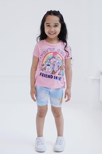 Disney Toy Story Little Girls' 2-Piece T-Shirt and Bike Shorts Set Pink Blue Tie Dye 6 - image 2