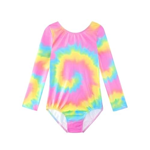 HOZIY Gymnastics Leotards for Girls Unicorn Pink Purple Sparkly Dancewear Activewear Quick Dry 2-3T Long Sleeve-pink Swirl