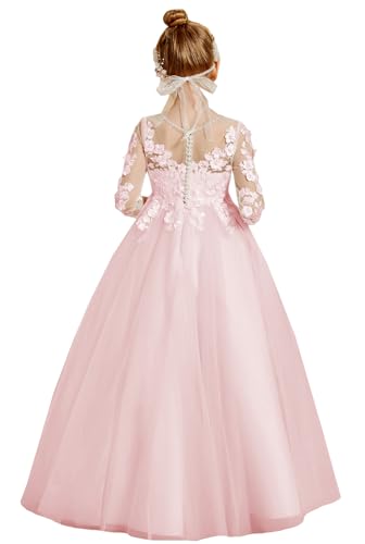 Flower Girls Dresses for Wedding Lace Appliques Birthday Party Gowns First Communnion Dress for Girls PT067