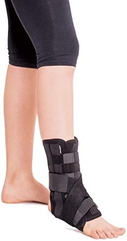TOROS-GROUPMANUFACTURE Ankle Bandage with 5 Ankle Reinforcements on Left or Right Leg Wide Black