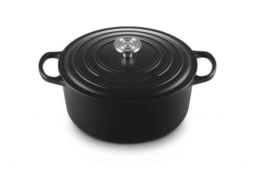 Image of Le Creuset Enameled Cast Iron Round Dutch Oven, 7.25 qt., Licorice /Crucible