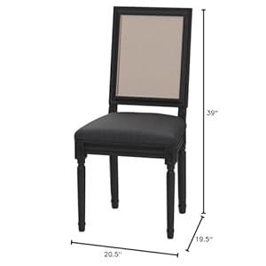 Guyou black farmhouse dining chairs set of 4 upholstered dining room chairs with rectangular rattan back french country accent chair with distressed wood frame for kitchen living room beige  urban country home decor