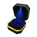 GBYAN Ring Box with LED Light Jewelry Display Gift Box for Proposal,Engagement, Wedding (black)