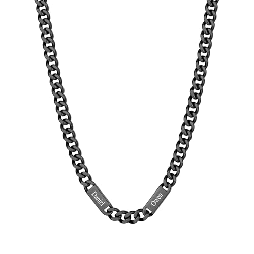 Custom4U Personalized Name Necklace Cuban Link Chain 9mm Black