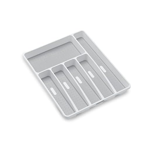 madesmart Classic Large Silverware Tray - White |CLASSIC COLLECTION | 6-Compartments| Kitchen Drawer Organizer | Soft-Grip Lining and Non-Slip Rubber Feet | BPA-Free