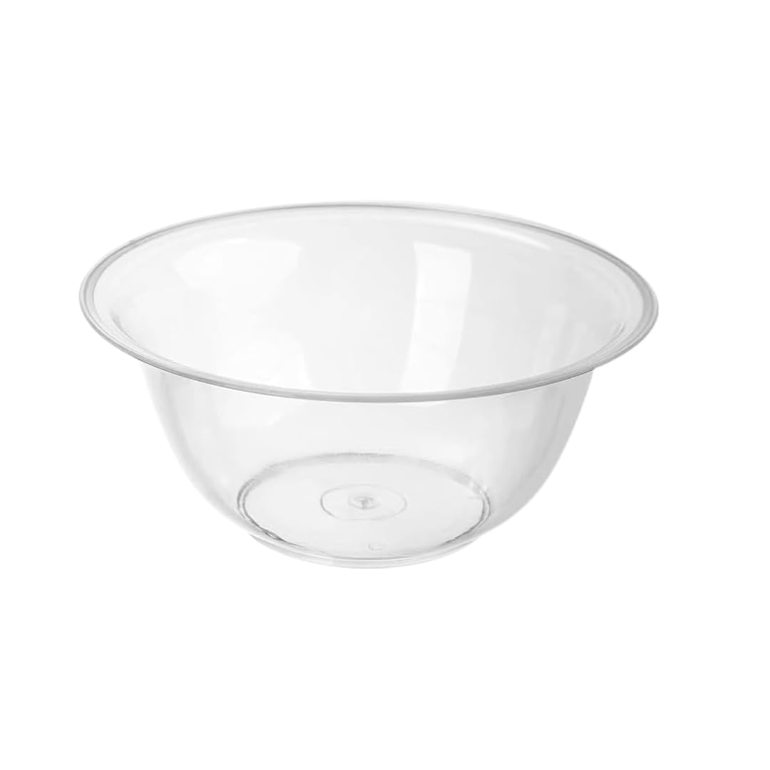 DTD QUALITY MATTERS Clear Plastic Mixing Bowl 25cm - Large, Durable, Microwave & Dishwasher Safe, Transparent, Ideal for Baking, Salad, Fruit, Meal Prep, and Storage