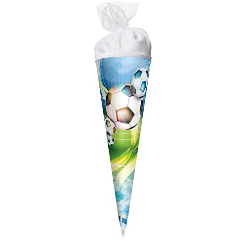 ROTH Geschenk-Schultüte klein Fußball 35 cm - rund Tüllverschluss - Zuckertüte Schulanfang