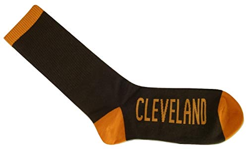 Cleveland City Name Orange and Brown Crew Socks Size 10-13 (Brown/Orange)
