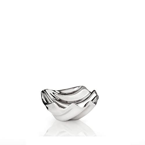 nambe Oceana Sea Shell Dip Bowl | Chilled Serving Dish For Dip, Hummus, Dressing, Salsa, Guacamole | Prep-Ahead | 4.5-Inch | Design by Wei Young | Made Of Metal Alloy (Silver)