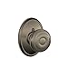 SCHLAGE Georgian Knob with Wakefield Trim Non-Turning Lock, Antique Pewter (F170 GEO 620 WKF)